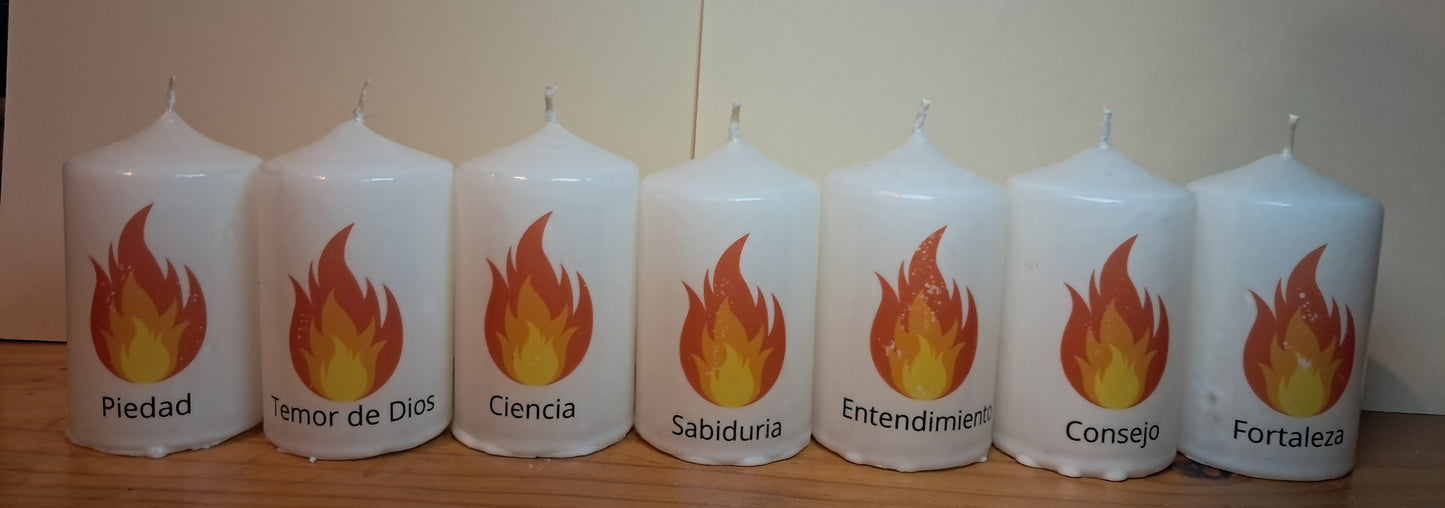 Velones con Dones del Espiritu Santo (de maquina)